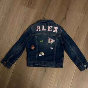 Gap kids. Denim Jacket with Alex Patches- small 6/7